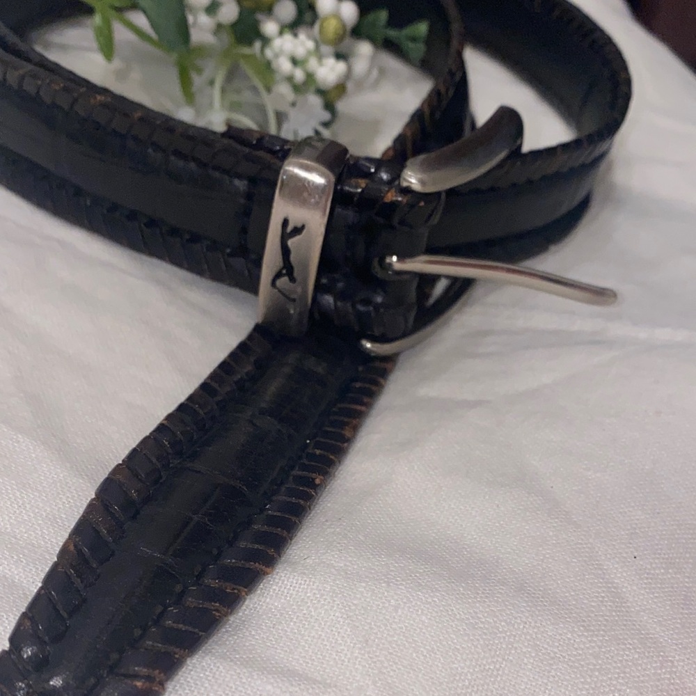 PGA Tour Black Leather Belt with Silver Buckle